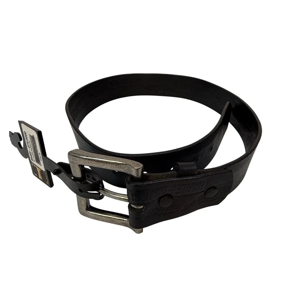 Harley-Davidson Mens Black Embossed Leather Belt Biker Logo 99493-07V Size 30